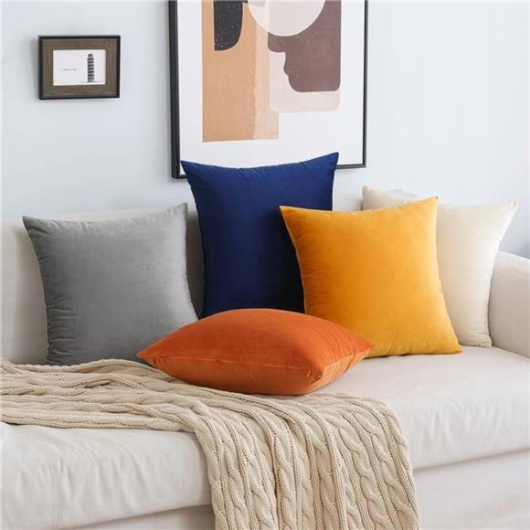 Pack of 4Velvet Throw PillowCovers Decorative Soft CozySolid Luxury Cushion Case - Picture 7 of 7